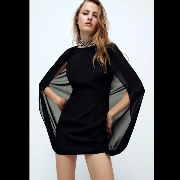 Mini Dress Zara Dress With Cape Sleeves Zara Dresses Limited